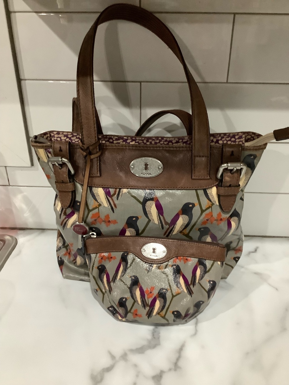 Fossil bird purse with matching pouch